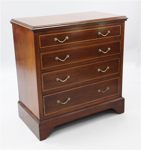 An Edwardian satinwood banded mahogany chest, W.3ft